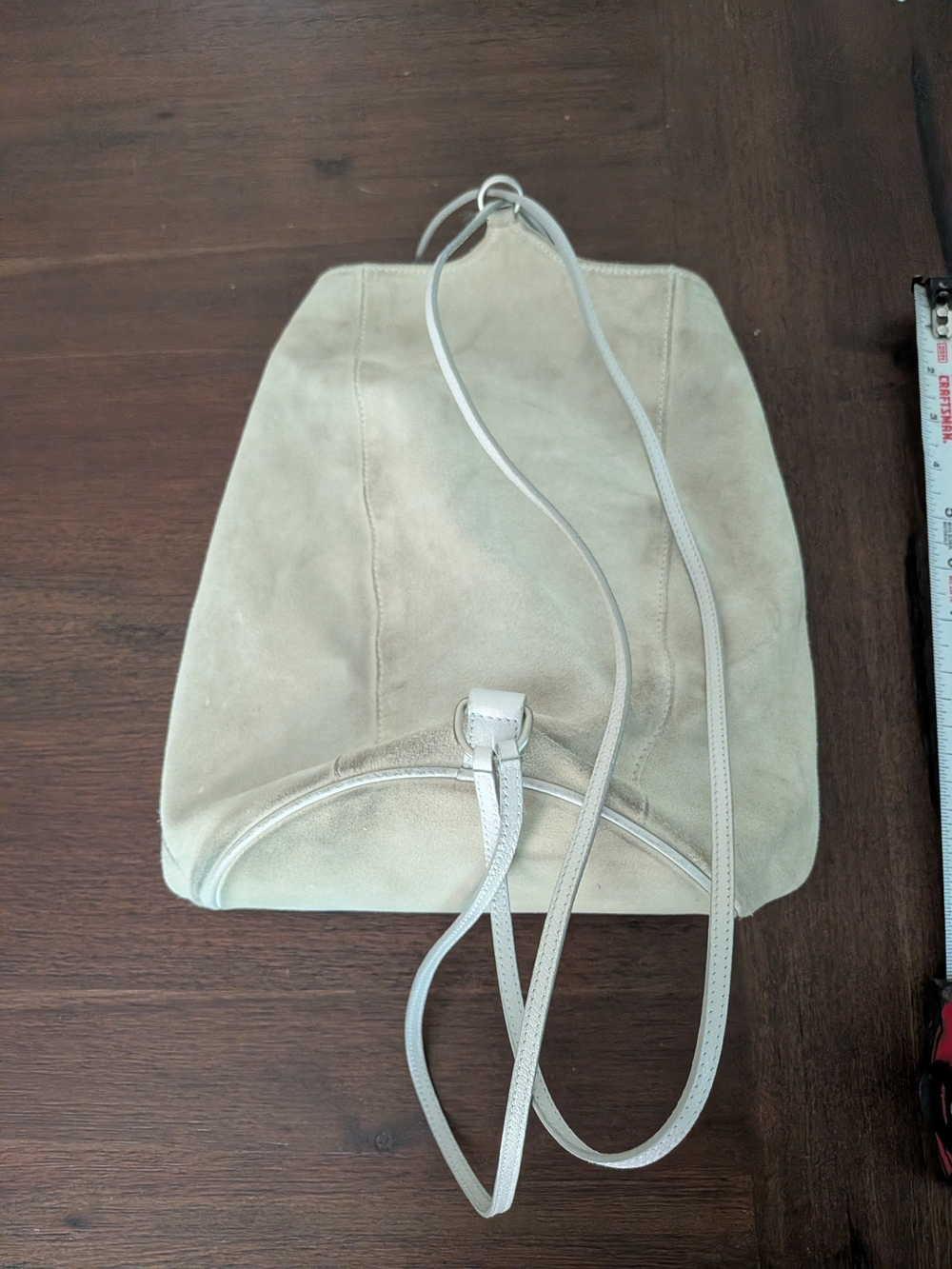 Beige Suede Drawstring Backpack - Picture 6 of 7